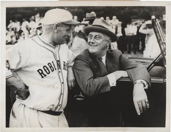 Baseball - President Franklin D Roosevelt Baseball Wire Photo (1936)