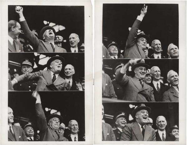 - 1938 President Franklin D Roosevelt Throws Out 1st Pitch Sequence Photographs (2)