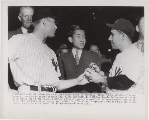 Baseball - Mickey Mantle and Yogi Berra Meet Prince of Japan (1953)
