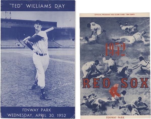 - 1952 Ted Williams Day Program with Scarce Folder