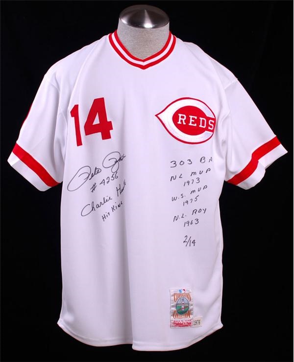 Joseph Scudese Collection - Pete Rose Signed 1976 Replica Reds Stat Jersey