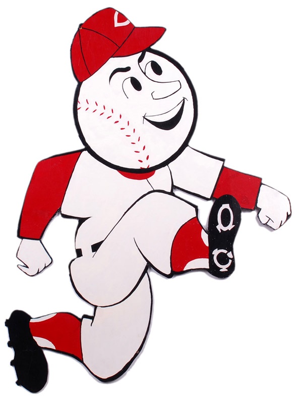 Joseph Scudese Collection - Mr. Red Running Cincinnati Mascot Die-Cut Crosley Field Sign