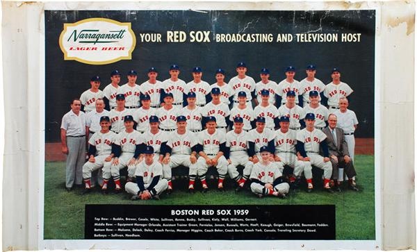 - Huge 1959 Narragansett Beer Boston Red Sox Team Poster