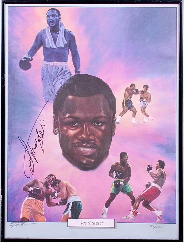 Joe Frazier and Larry Holmes Signed Boxing Prints (3)