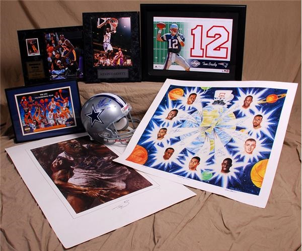 All Sports - Basketball and Football Autograph Collection of (8) Better Pieces