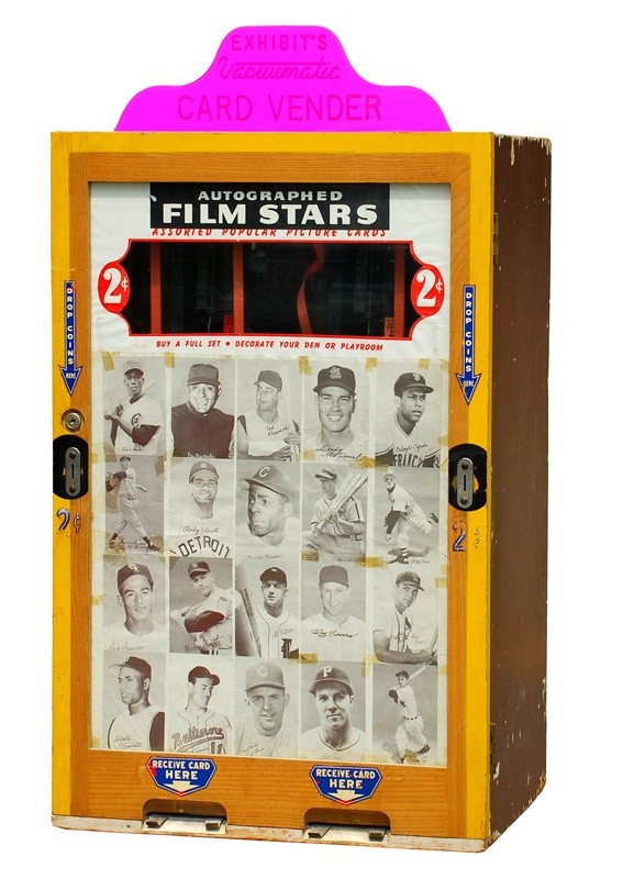 - 1950s Baseball Card Exhibit Machine with Original Marquee