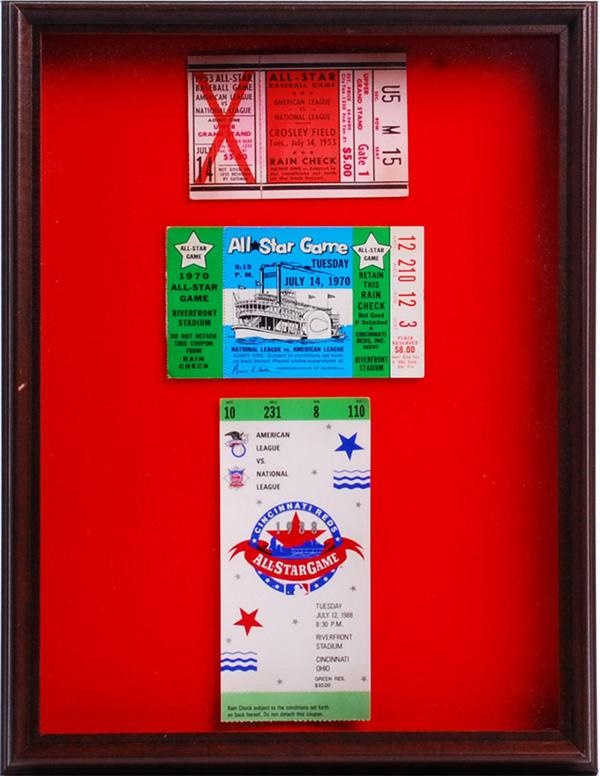 Joseph Scudese Collection - 1953-1988 Cincinnati Reds All-Star Game Ticket Display