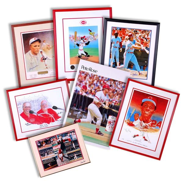 Cincinnati Reds Signed Framed Display Pieces (7)