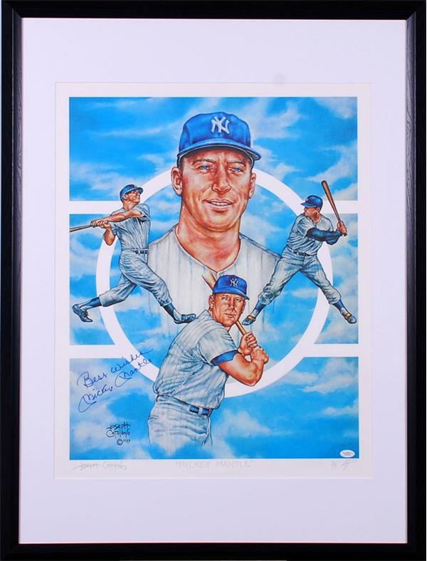 - Mickey Mantle Signed Print by Joseph Catalano
