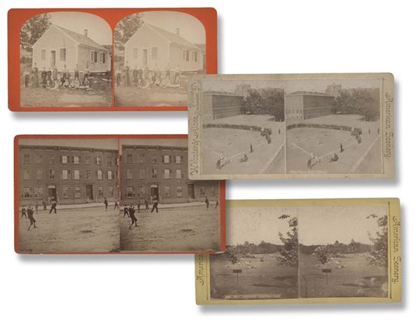 - 1860s-1880s 19th Century Baseball Stereoview Photographs (4)