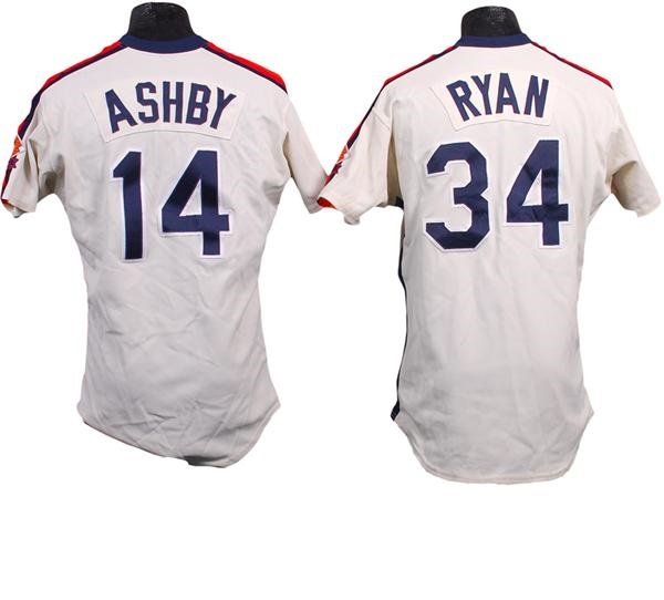 - 1986 Nolan Ryan & Alan Ashby Game Worn& Signed Houston Astros Jerseys