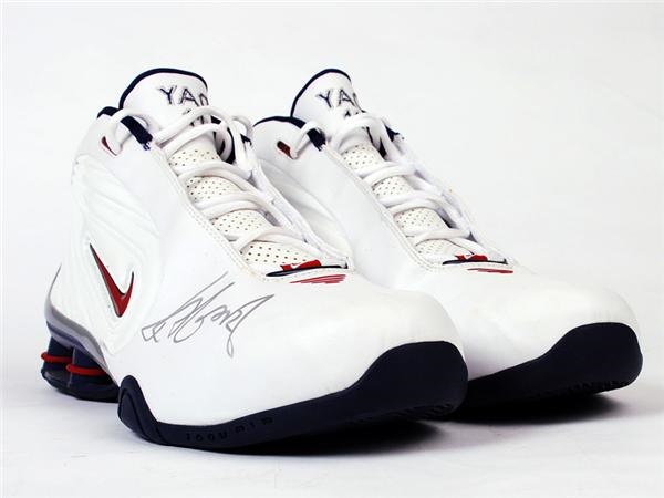 - Yao Ming Signed Game Worn Rookie Shoes with Team LOA