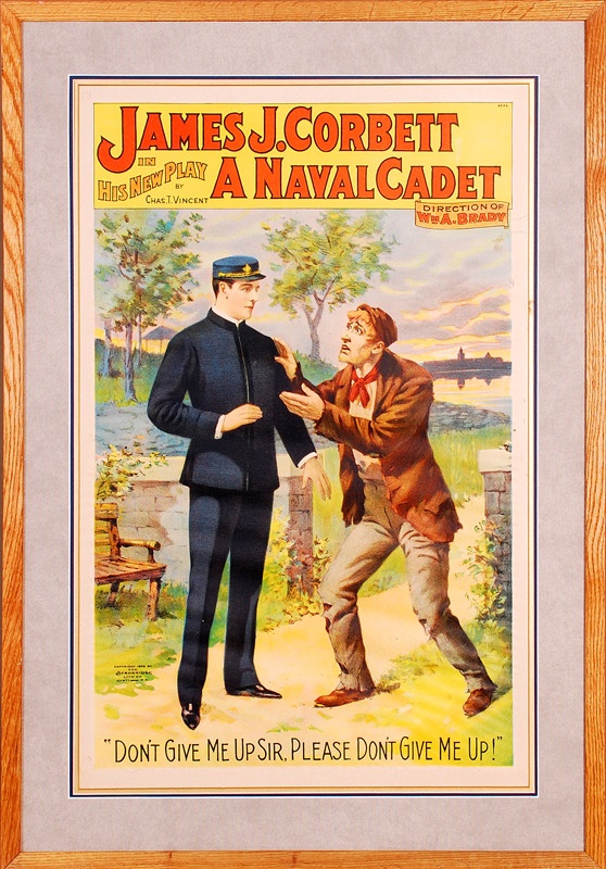 Muhammad Ali & Boxing - 1895 James J. Corbett "A Naval Cadet" Stone Litho Poster