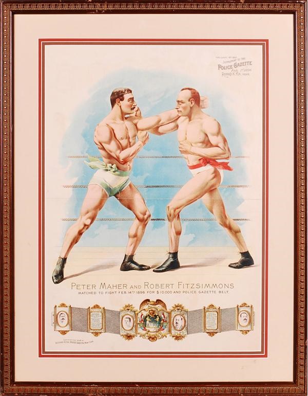 Muhammad Ali & Boxing - Robert Fitzsimmons Vs. Peter Maher Police Gazette Supplement Poster 
(1896)