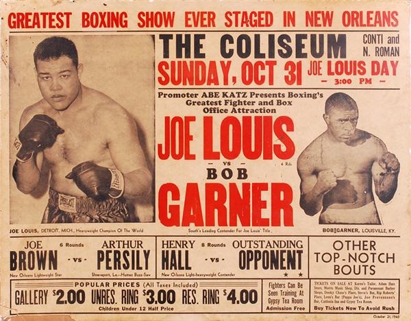 Muhammad Ali & Boxing - 1948 Joe Louis vs. Bob Garner On Site Fight Poster