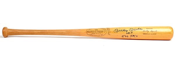Baseball Autographs - Mickey Mantle Signed and Inscribed Bat UDA