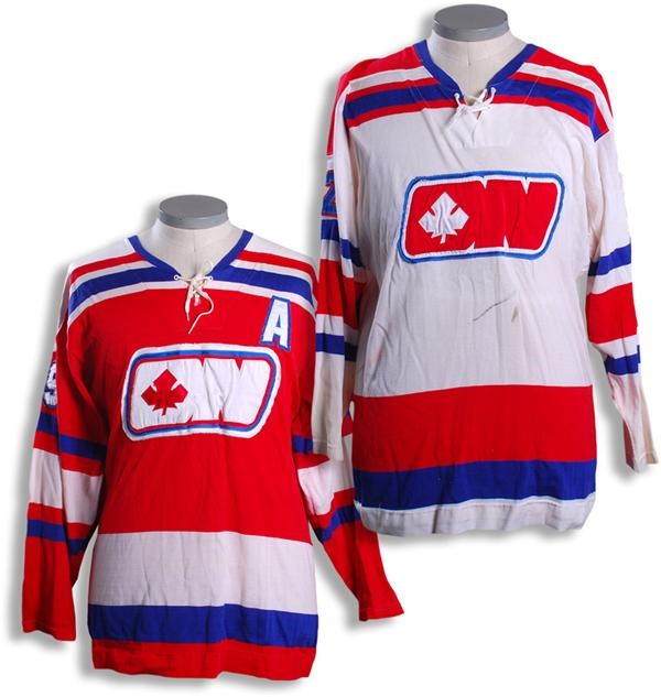 Hockey Equipment - 1972-73 Steve King & Bob Leduc Ottawa Nationals WHA Game Worn 
Jerseys (2)
