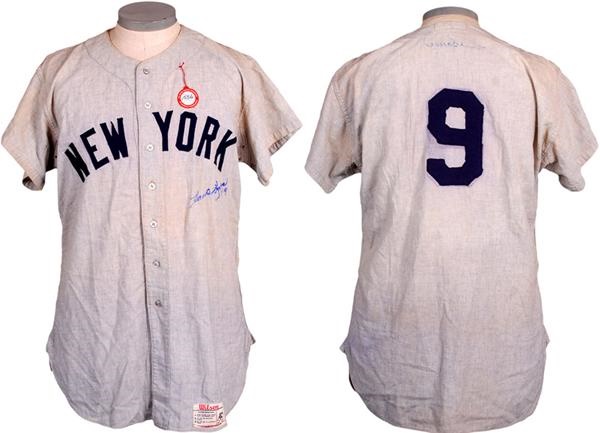 1958 Hank Bauer Autographed New York Yankees Game Used Road Jersey Ex-Halper