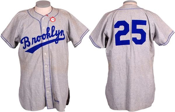 Baseball Equipment - Circa 1941 Hugh Casey Brooklyn Dodger Game Used Road Jersey From Halper Collection