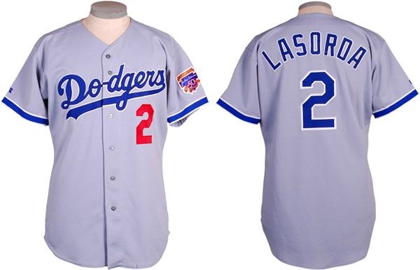 Baseball Equipment - 1997 Tommy Lasorda Game Used Dodgers Baseball Road Jersey