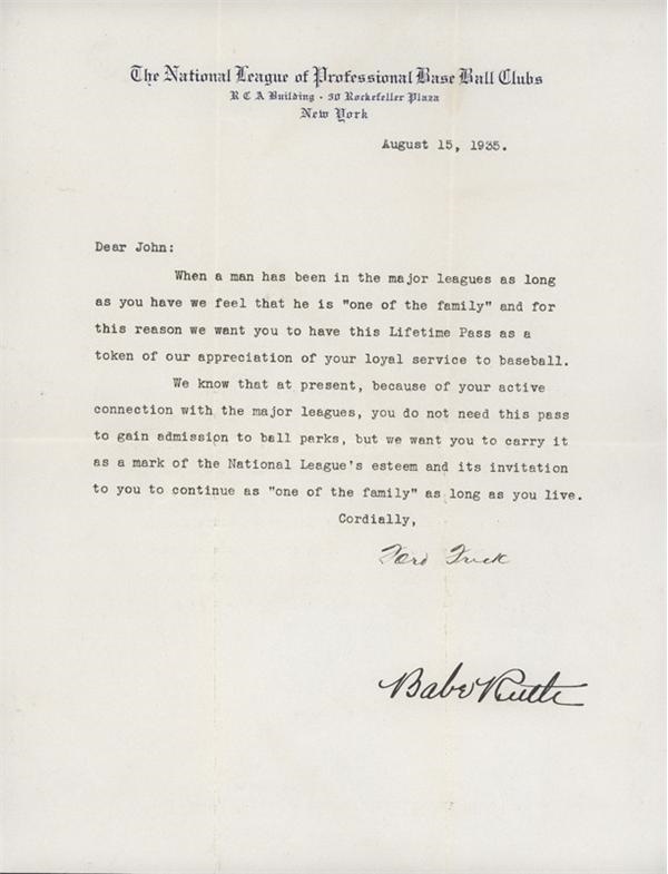Babe Ruth Signed Letter (1935)