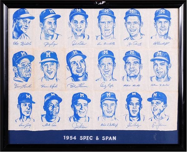 Rare 1954 Milwaukee Braves Spic and Span Uncut Sheet