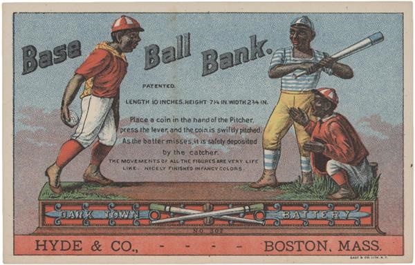 Baseball and Trading Cards - 1880's Darktown Battery Mechanical Bank Trade Card