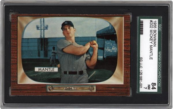 Baseball and Trading Cards - 1955 Bowman Mickey Mantle SGC Near Mint 7