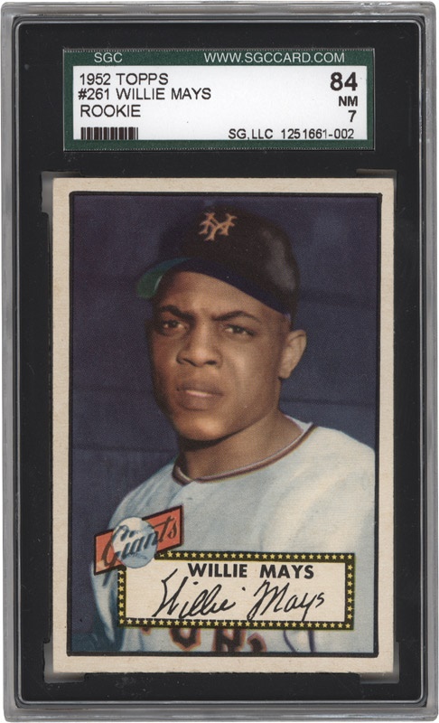 - 1952 Topps Willie Mays Rookie Card SGC 84 Near Mint 7