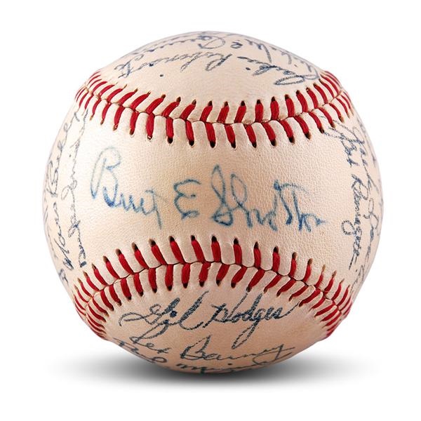 1949 Brooklyn Dodger Team Signed Baseball with Burt Shotton
