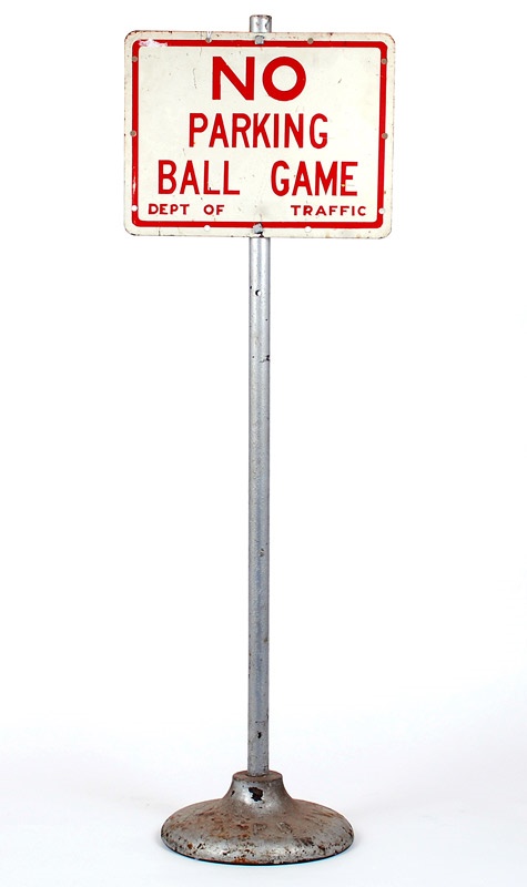 Baseball Memorabilia - New York Police Department No Parking Ball Game Sign