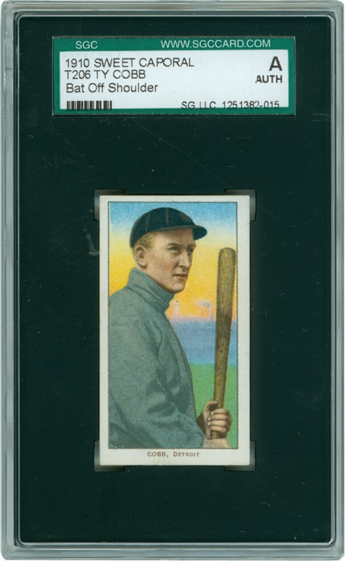 Baseball and Trading Cards - T206 Ty Cobb Bat Off Shoulder Baseball Card SGC Graded