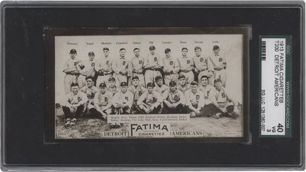 Baseball and Trading Cards - T200 Fatima Team Card Detroit Tigers with Ty Cobb SGC 40 VG 3