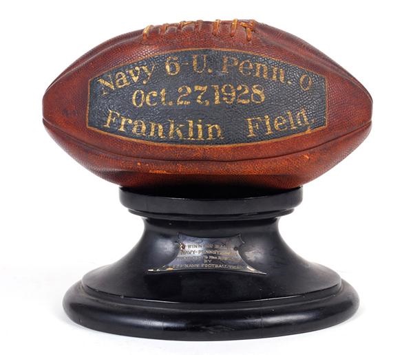 Football - 1928 Navy Trophy Football from Victory Over Penn