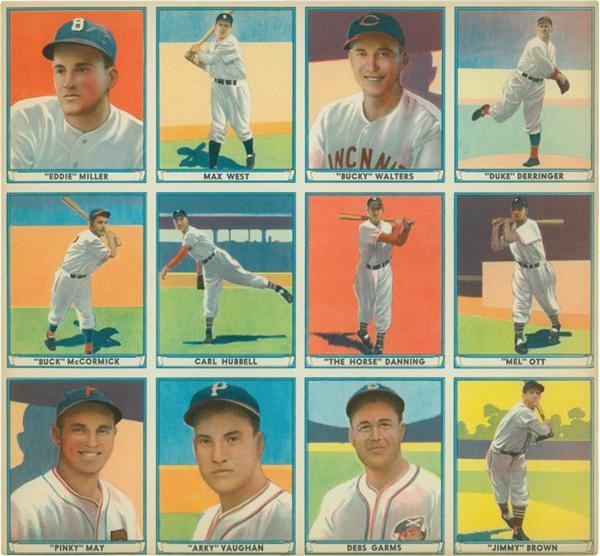 Baseball and Trading Cards - 1941 Playball Paper Verison Baseball Card Uncut Sheet