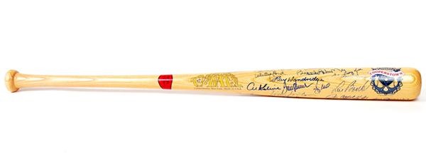 Baseball Autographs - Hall of Famer Signed Baseball Bat with 42 Signatures