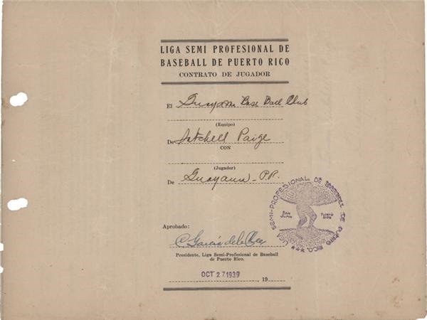 1939-40 Satchell Paige Signed Player's Contract