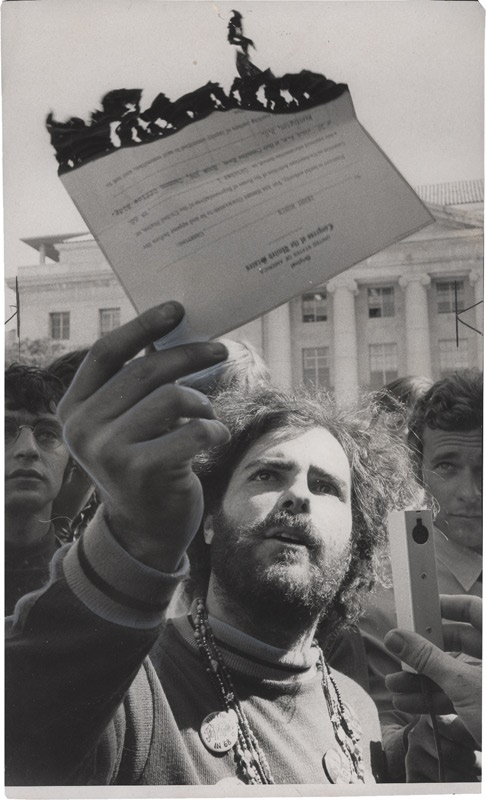 Jerry Rubin Burns Congressional Subpoena Oversized Photo (1968)