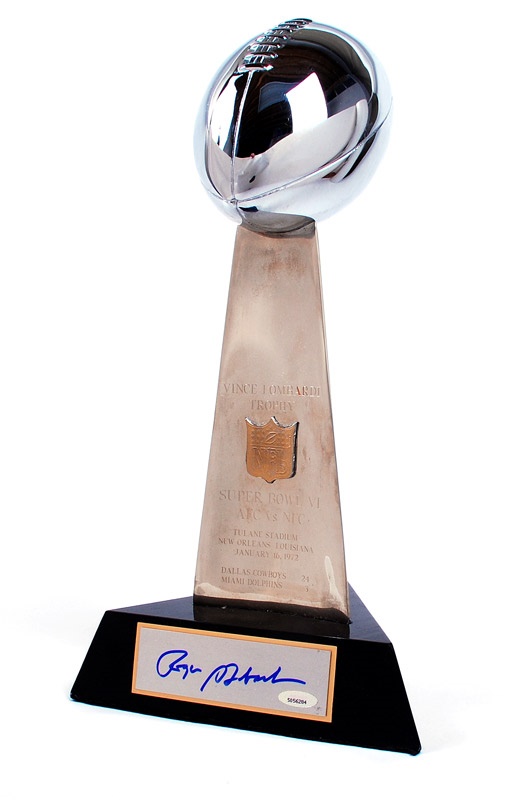 Football - Super Bowl VI Trophy Signed by Roger Staubach (Tri-Star)