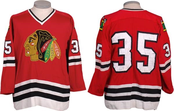 Hockey Equipment - 1975-76 Tony Esposito Chicago Black Hawks Game Worn Jersey