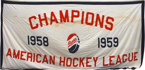 Hockey Memorabilia - Huge 1958-59 Buffalo Bisons AHL Championship Banner From The Buffalo Auditorium