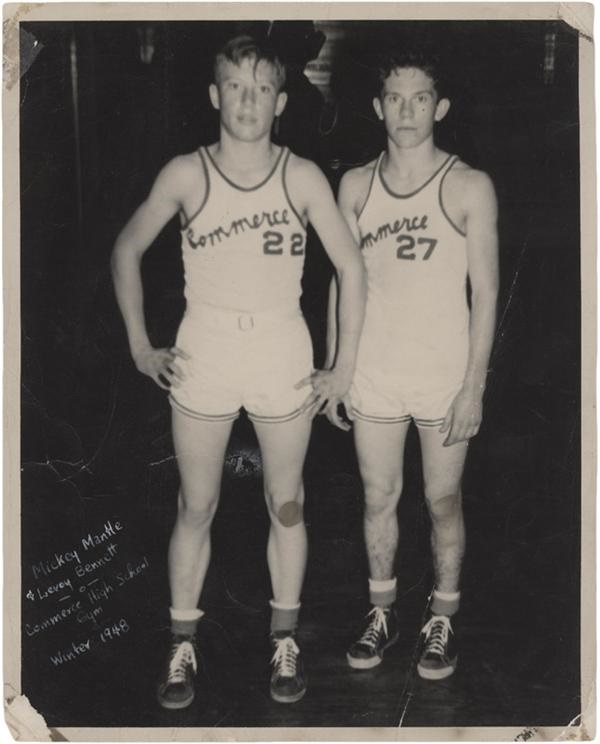 Mantle and Maris - 1948 Mickey Mantle High School Basketball Photo