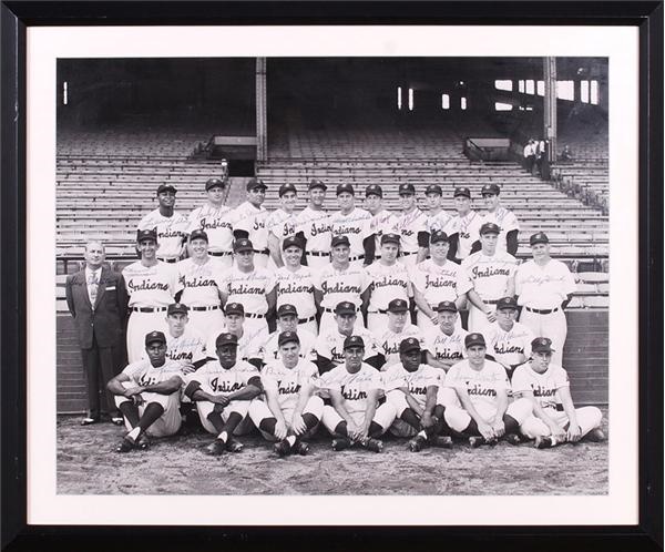 Baseball Autographs - 1954 Cleveland Indians Team Signed Oversized Photo