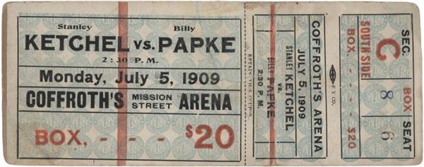 1909 Stanley Ketchel vs. Billy Papke Full Ticket