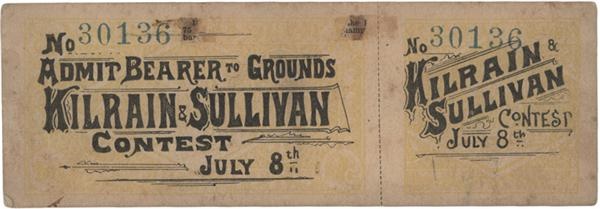 - 1889 John L. Sullivan vs. Jake Kilrain Full Ticket