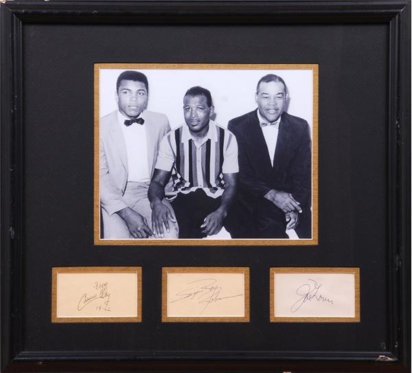 - Cassius Clay, Sugar Ray Robinson and Joe Louis Signed Display