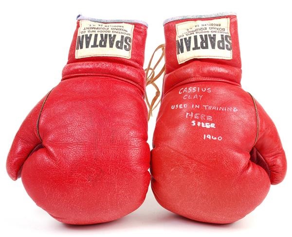 Muhammad Ali - Cassius Clay Autographed Training Gloves (2nd Pro Fight)