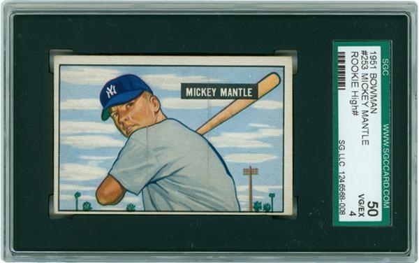 Baseball and Trading Cards - 1951 Bowman Mickey Mantle Rookie SGC 50 VG/EX 4
