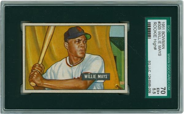 Baseball and Trading Cards - 1951 Bowman Willie Mays Rookie SGC 70 EX+ 5.5