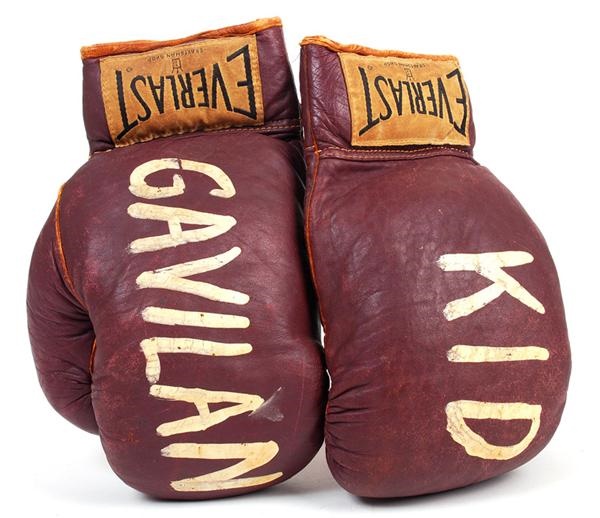 - 1953 Kid Gavilan Fight Worn Gloves For The Danny Womber Bout